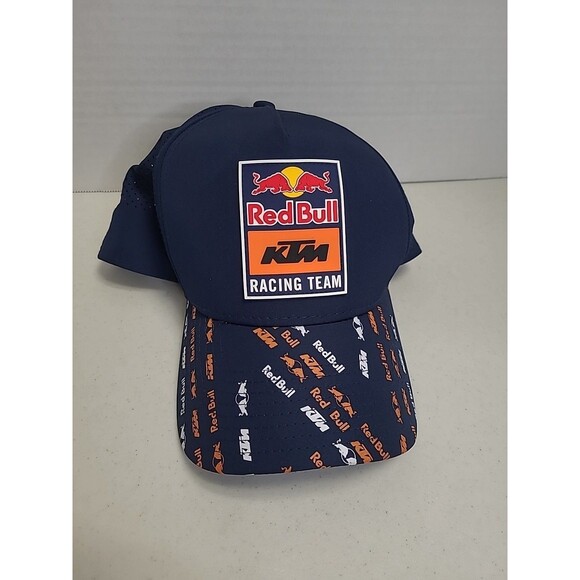 Red Bull x KTM Racing Team Twist Flat Hat Cap Logo Blue Adjustable Snapback - Picture 1 of 6